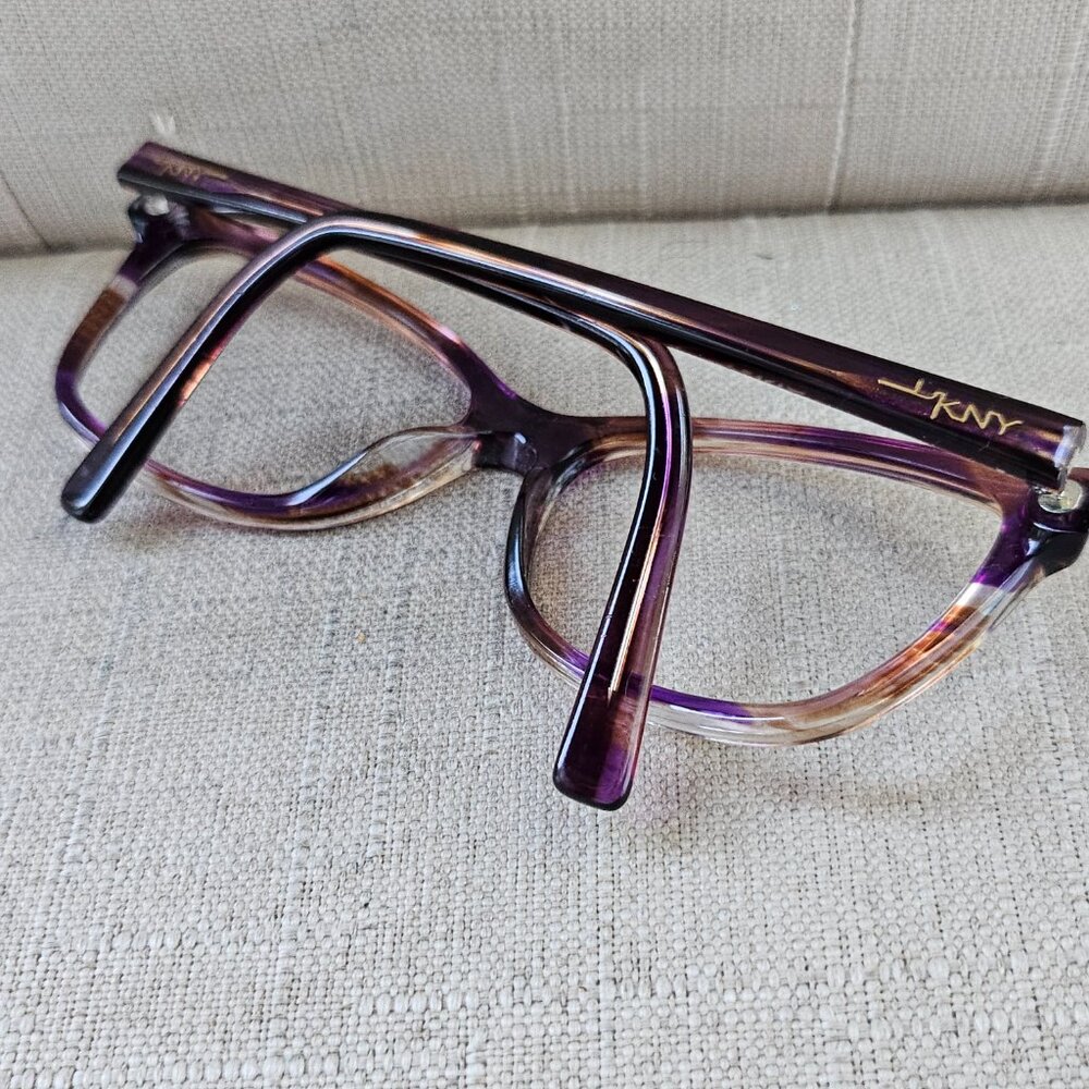 DKNY Women Eyeglass Brown Purple Clear Marble Swirl Wayfarer Glasses 57[]16 140 - Picture 8 of 16